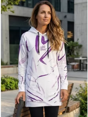 Ženski funkcionalni podaljšani pulover premium ALTISPORT VOJ/ALW049MI03 BELA/VIJOLIČNA
