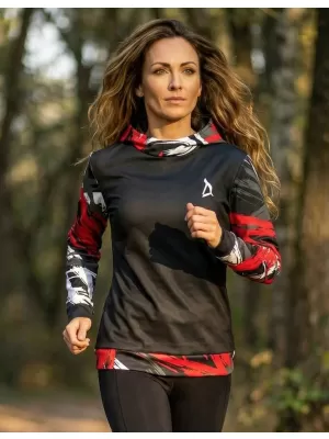 Ženski vrhunski funkcionalni pulover ALTISPORT VOJ/ALW039MI01 ČRNA/RDEČA