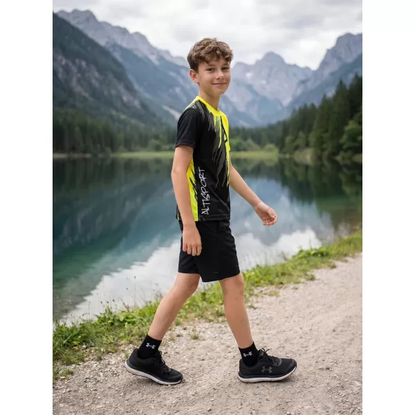  Otroška premium funkcionalna majica ALTISPORT VOJ/ALK006TR01 ČRNA IN RUMENA 