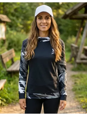 Ženski vrhunski funkcionalni pulover ALTISPORT VOJ/ALW039MI01 ČRNO/BELO