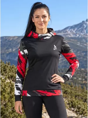 Ženski vrhunski funkcionalni pulover ALTISPORT VOJ/ALW039MI01 ČRNA/RDEČA