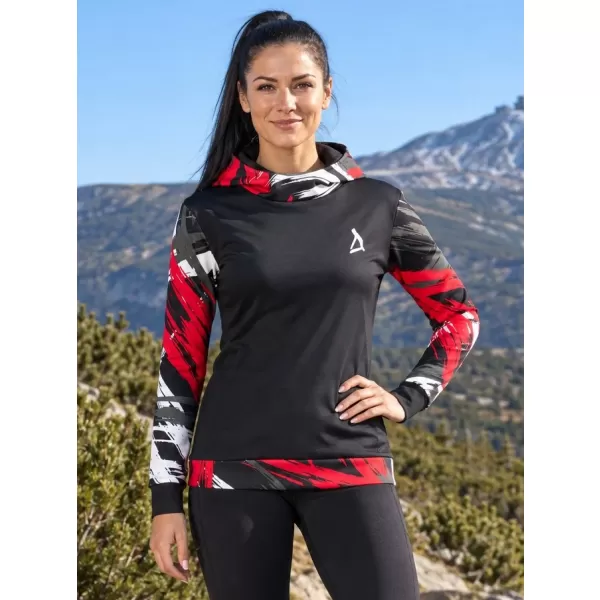  Ženski vrhunski funkcionalni pulover ALTISPORT VOJ/ALW039MI01 ČRNA/RDEČA 