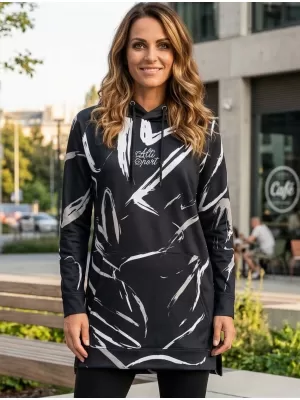 Ženski funkcionalni podaljšani pulover premium ALTISPORT VOJ/ALW049MI03 ČRNO-BELO