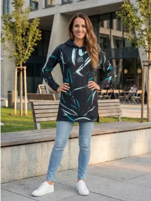 Ženski funkcionalni podaljšani pulover premium ALTISPORT VOJ/ALW049MI03 ČRNA IN MODRA