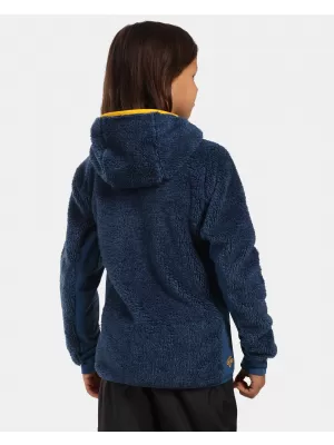 Pulover s kapuco iz flisa za fante KILPI NORKA-JB WJ0201KI TEMNO MODRA