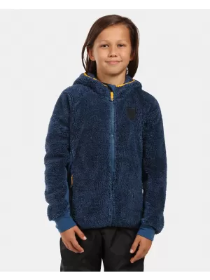 Pulover s kapuco iz flisa za fante KILPI NORKA-JB WJ0201KI TEMNO MODRA
