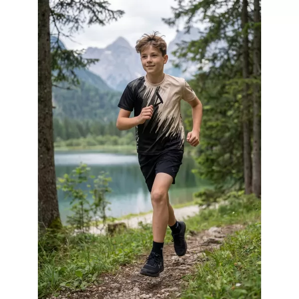  Otroška premium funkcionalna majica ALTISPORT VOJ/ALK006TR01 ČRNA/RJAVA 