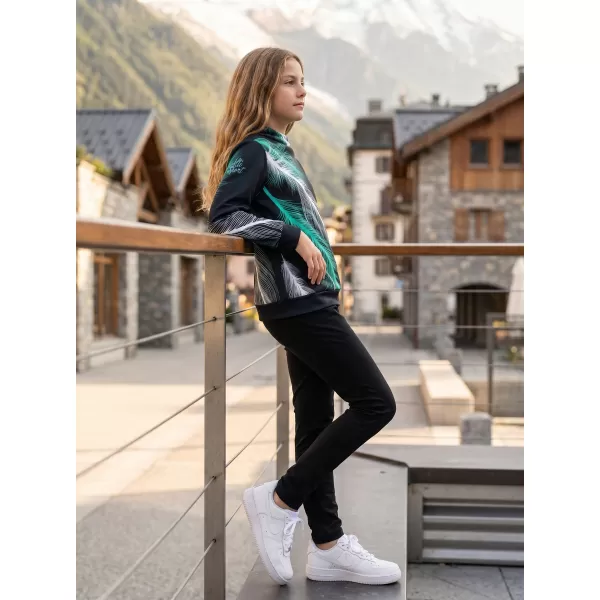 Otroški premium funkcionalni pulover ALTISPORT VOJ/ALK001MI01 ČRNA/TURKIZNA 