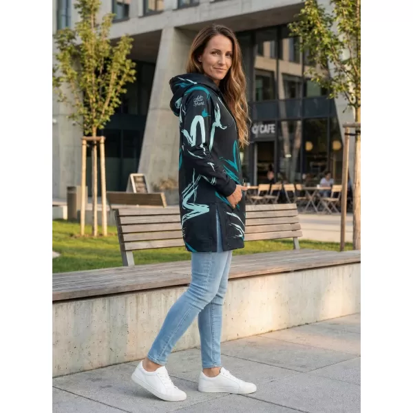  Ženski funkcionalni podaljšani pulover premium ALTISPORT VOJ/ALW049MI03 ČRNA IN MODRA 