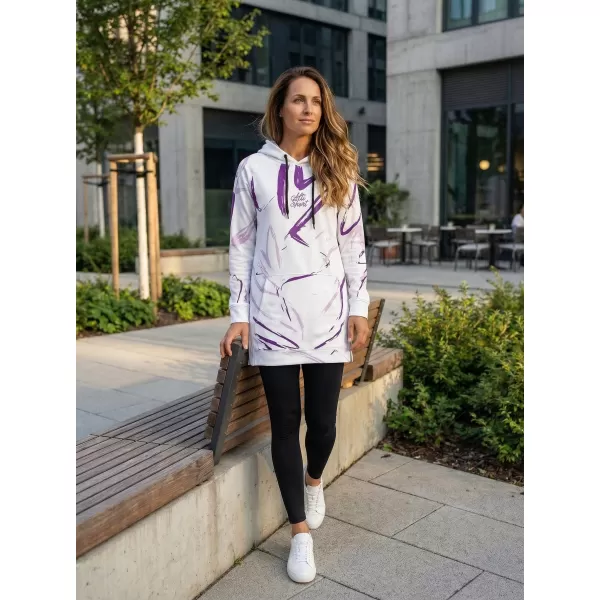  Ženski funkcionalni podaljšani pulover premium ALTISPORT VOJ/ALW049MI03 BELA/VIJOLIČNA 