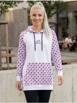Ženski funkcionalni podaljšani pulover premium ALTISPORT VOJ/ALW048MI03 BELA/VIJOLIČNA