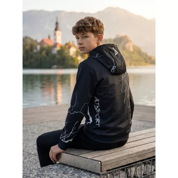  Otroški premium funkcionalni pulover ALTISPORT VOJ/ALK004MI01 ČRNO-BELO 