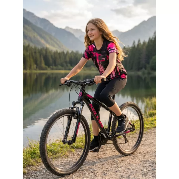  Otroška premium funkcionalna majica ALTISPORT VOJ/ALK010TR01 ČRNA/SVETLO ROZA 