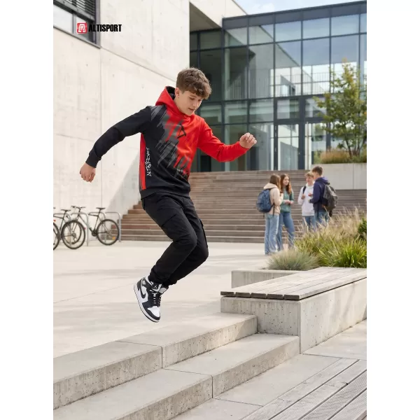  Otroški premium funkcionalni pulover ALTISPORT VOJ/ALK006MI01 ČRNA/RDEČA 