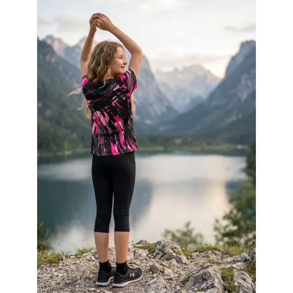  Otroška premium funkcionalna majica ALTISPORT VOJ/ALK010TR01 ČRNA/SVETLO ROZA 