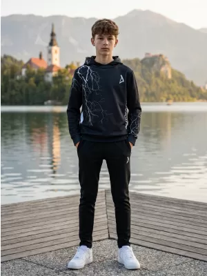 Otroški premium funkcionalni pulover ALTISPORT VOJ/ALK004MI01 ČRNO-BELO