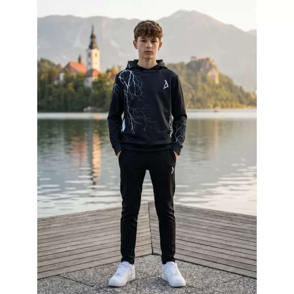  Otroški premium funkcionalni pulover ALTISPORT VOJ/ALK004MI01 ČRNO-BELO 