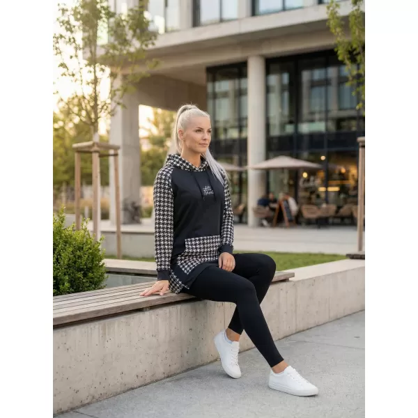  Ženski funkcionalni podaljšani pulover premium ALTISPORT VOJ/ALW048MI03 ČRNO-BELO 