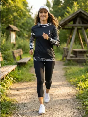 Ženski vrhunski funkcionalni pulover ALTISPORT VOJ/ALW039MI01 ČRNO/BELO