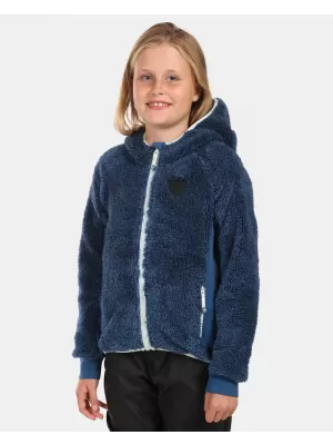 Pulover s kapuco iz flisa za deklice KILPI NORKA-JG WJ0211KI TEMNO MODRA