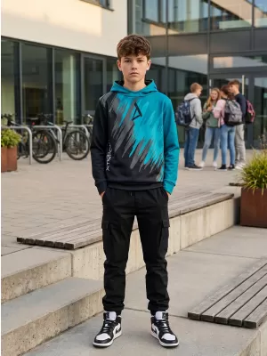 Otroški premium funkcionalni pulover ALTISPORT VOJ/ALK006MI01 ČRNA/KEROZIN
