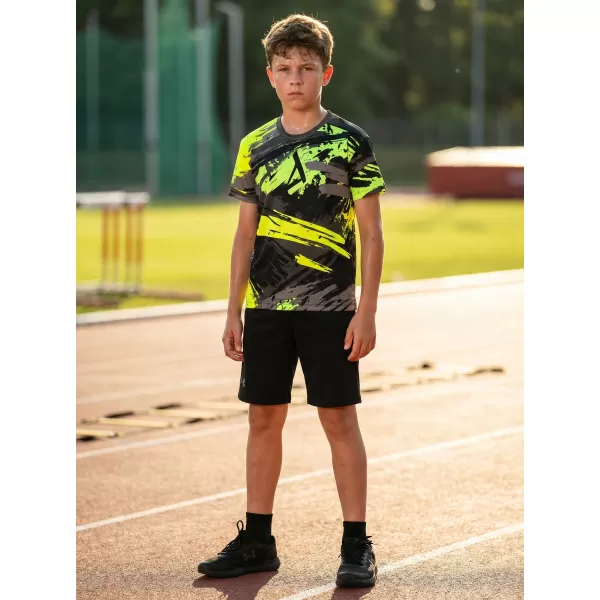  Otroška premium funkcionalna majica ALTISPORT VOJ/ALK014TR01 ČRNA/ZELENA 