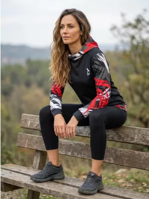 Ženski vrhunski funkcionalni pulover ALTISPORT VOJ/ALW039MI01 ČRNA/RDEČA
