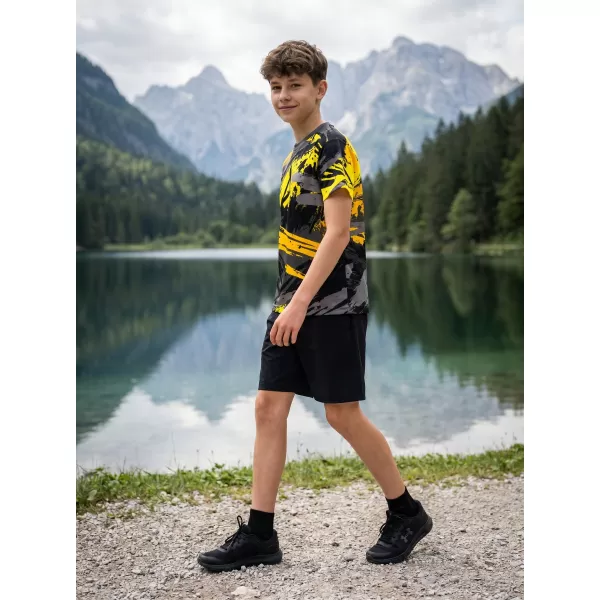  Otroška premium funkcionalna majica ALTISPORT VOJ/ALK014TR01 ČRNA IN RUMENA 
