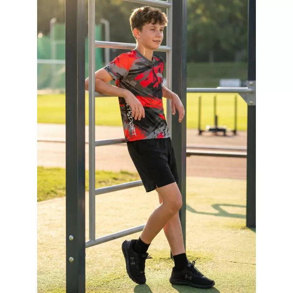  Otroška premium funkcionalna majica ALTISPORT VOJ/ALK014TR01 ČRNA/RDEČA 