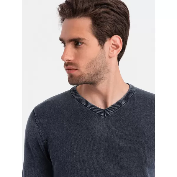  Moški pulover OMBRE OM-SWOS-0108 MORNARSKO MODRO 