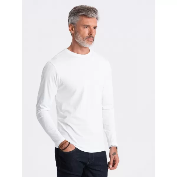  Moška T -majica z dolgim ​​rokavom OMBRE OM-LSBL-0106 BELA 