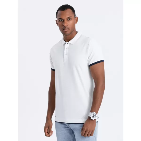  Moška T -majica z ovratnikom OMBRE OM-POSS-0113 BELA 