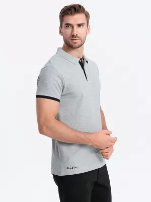 Moška T -majica z ovratnikom OMBRE OM-POSS-0113 SIVA