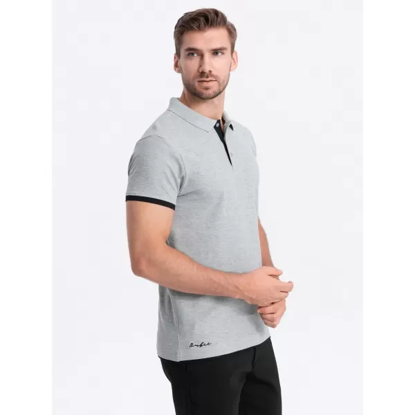  Moška T -majica z ovratnikom OMBRE OM-POSS-0113 SIVA 