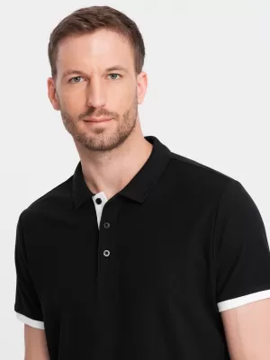 Moška T -majica z ovratnikom OMBRE OM-POSS-0113 ČRN