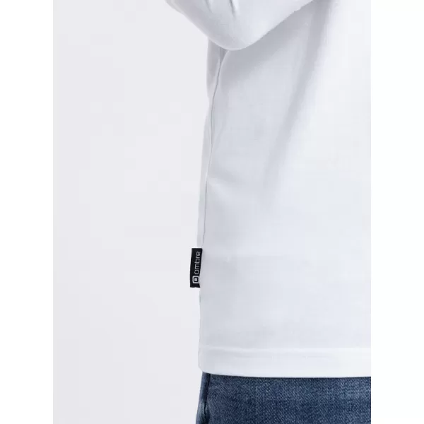  Moška T -majica z dolgim ​​rokavom OMBRE OM-LSCL-0110 BELA 