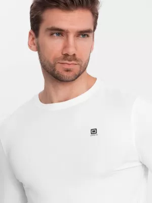 Moška T -majica z dolgim ​​rokavom OMBRE OM-LSCL-0102 BELA