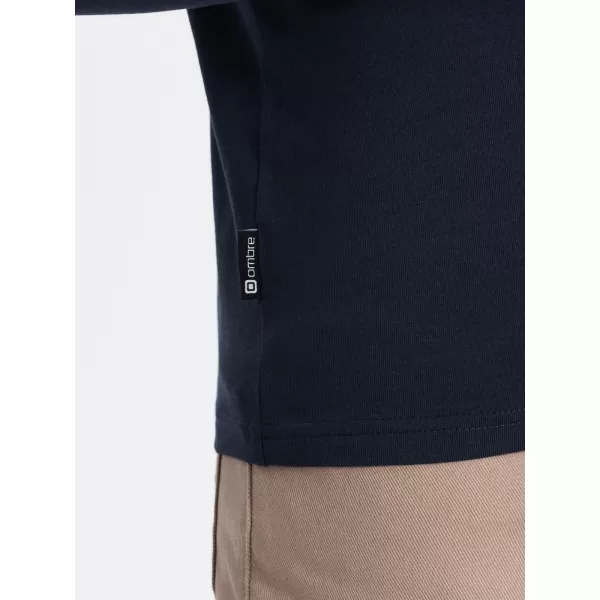  Moška T -majica z dolgim ​​rokavom OMBRE OM-LSCL-0102 MORNARSKO MODRO 