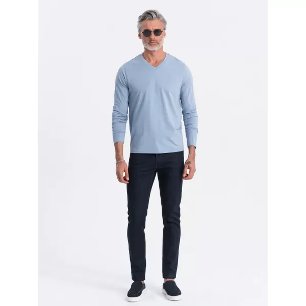 Moška T -majica z dolgim ​​rokavom OMBRE OM-LSBL-0108 MODRI ​​DENIM 