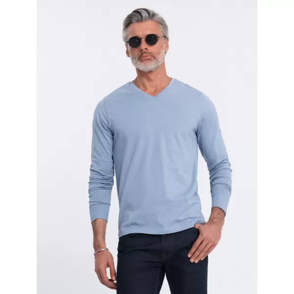  Moška T -majica z dolgim ​​rokavom OMBRE OM-LSBL-0108 MODRI ​​DENIM 