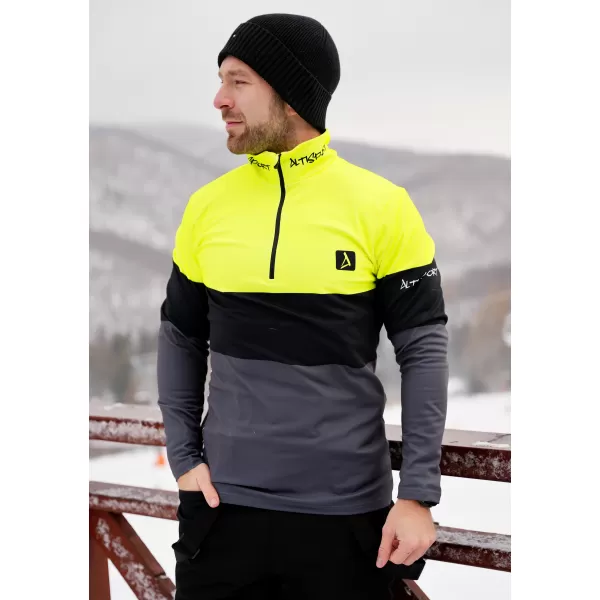  Pánská funkční termo mikina premium ALTISPORT VOJ/ALM051TER03 NEON YELLOW/ŠEDÁ 