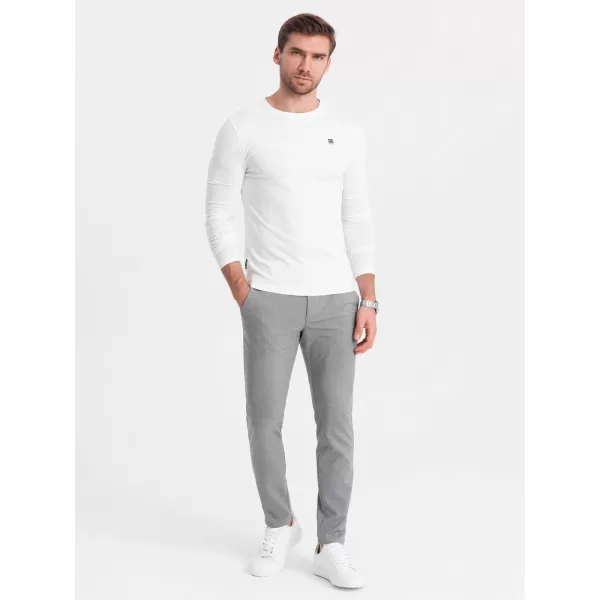  Moška T -majica z dolgim ​​rokavom OMBRE OM-LSCL-0102 BELA 