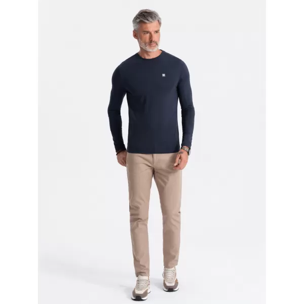  Moška T -majica z dolgim ​​rokavom OMBRE OM-LSCL-0102 MORNARSKO MODRO 