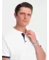 Moška T -majica z ovratnikom OMBRE OM-TSCT-0156 BELA
