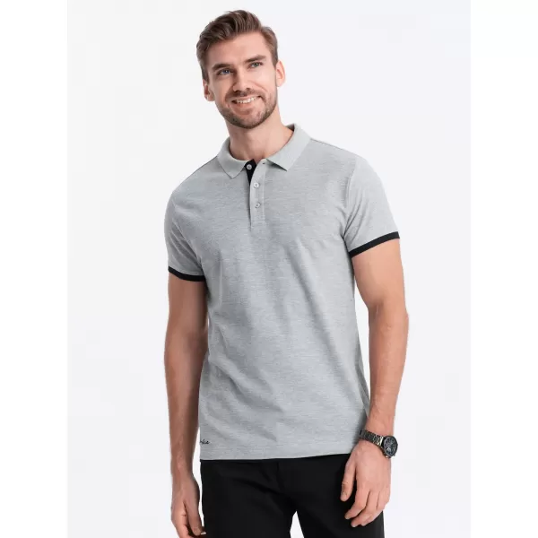  Moška T -majica z ovratnikom OMBRE OM-POSS-0113 SIVA 