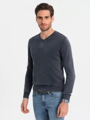 Moški pulover OMBRE OM-SWOS-0108 MORNARSKO MODRO