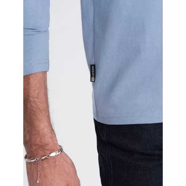  Moška T -majica z dolgim ​​rokavom OMBRE OM-LSBL-0108 MODRI ​​DENIM 