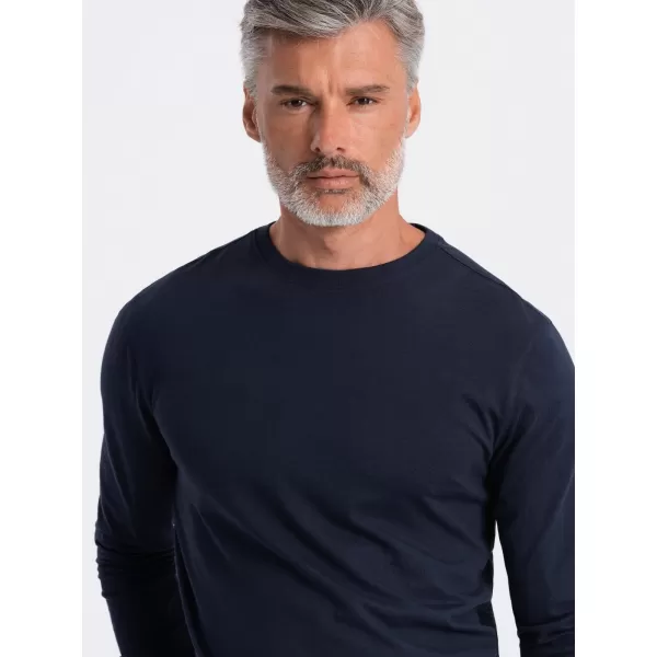  Moška T -majica z dolgim ​​rokavom OMBRE OM-LSBL-0106 MORNARSKO MODRO 