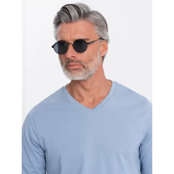  Moška T -majica z dolgim ​​rokavom OMBRE OM-LSBL-0108 MODRI ​​DENIM 