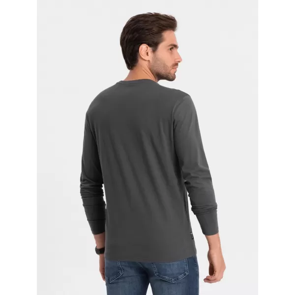  Moška T -majica z dolgim ​​rokavom OMBRE OM-LSBL-0106 GRAFIT 